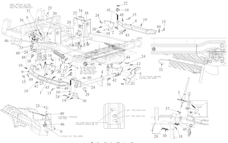 Deck Lift Diagram and Parts List for ZTXS4-54KH (47RSCAB7A10)(2023) Cub Cadet Lawn Tractor